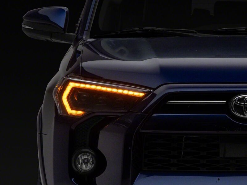 Raxiom 14-24 Toyota 4Runner CXR Series LED Headlights with Amber DRL- Black Housing- Clear Lens