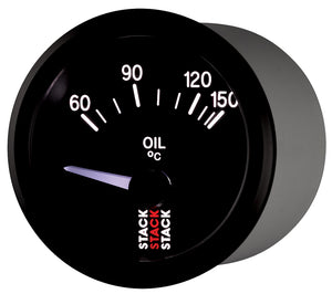 Autometer Stack 52mm 60-150 Deg C M10 Male Electric Oil Temp Gauge - Black