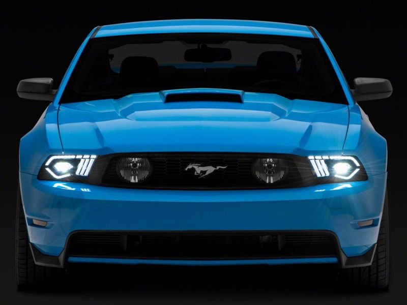 Raxiom 10-12 Ford Mustang w/ Factory Halogen LED Projector Headlights- Black Housing (Clear Lens)