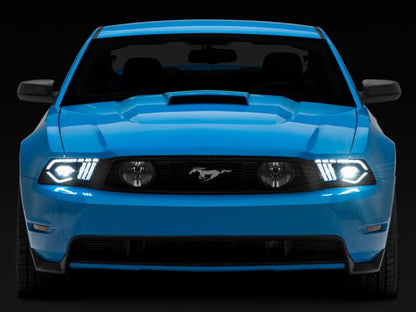 Raxiom 10-12 Ford Mustang w/ Factory Halogen LED Projector Headlights- Black Housing (Clear Lens)