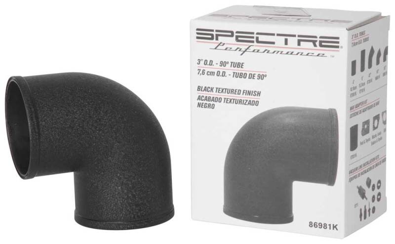 Spectre Tube Intake 3in od 90 Degree - Black