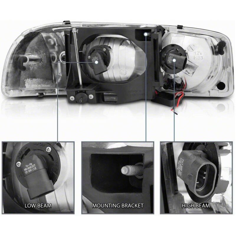 Raxiom 99-06 Chevrolet Sierra 1500 Axial Series LED DRL Headlights- Black Housing- Clear Lens