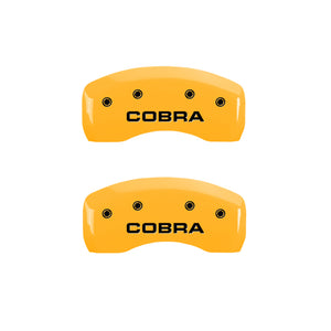 MGP 4 Caliper Covers Engraved Front & Rear Cobra Yellow Finish Black Char 2003 Ford Mustang