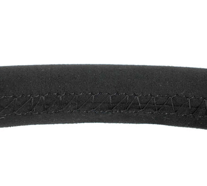 NRG Reinforced Stealth Wheel (380mm) 3 Spoke Center - 1in Deep Dish - Vegan Suede Red Stitch