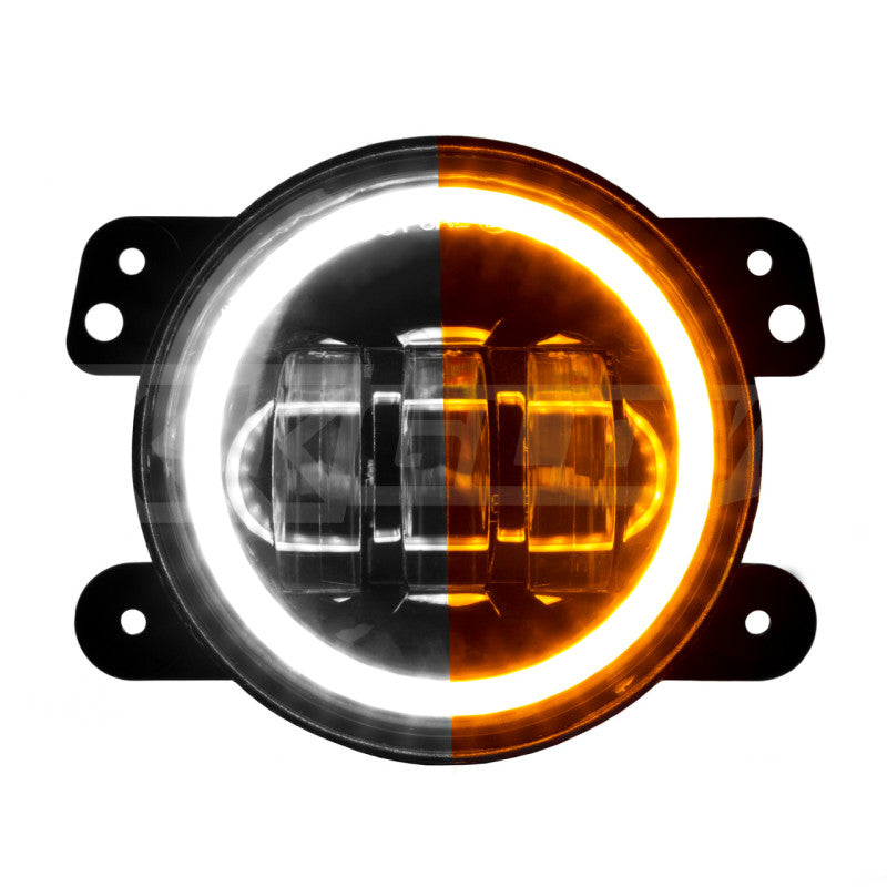XK Glow 4in Fog Light JEEP 2pc Kit w/ Switchback Halo White DRL + Amber Turn Signal