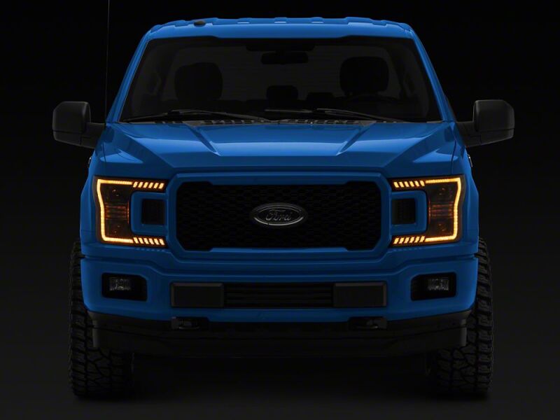 Raxiom 18-20 Ford F-150 LED Halo Surround Headlights with Amber DRL- Black Housing- Clear Lens