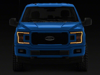 Raxiom 18-20 Ford F-150 LED Halo Surround Headlights with Amber DRL- Black Housing- Clear Lens
