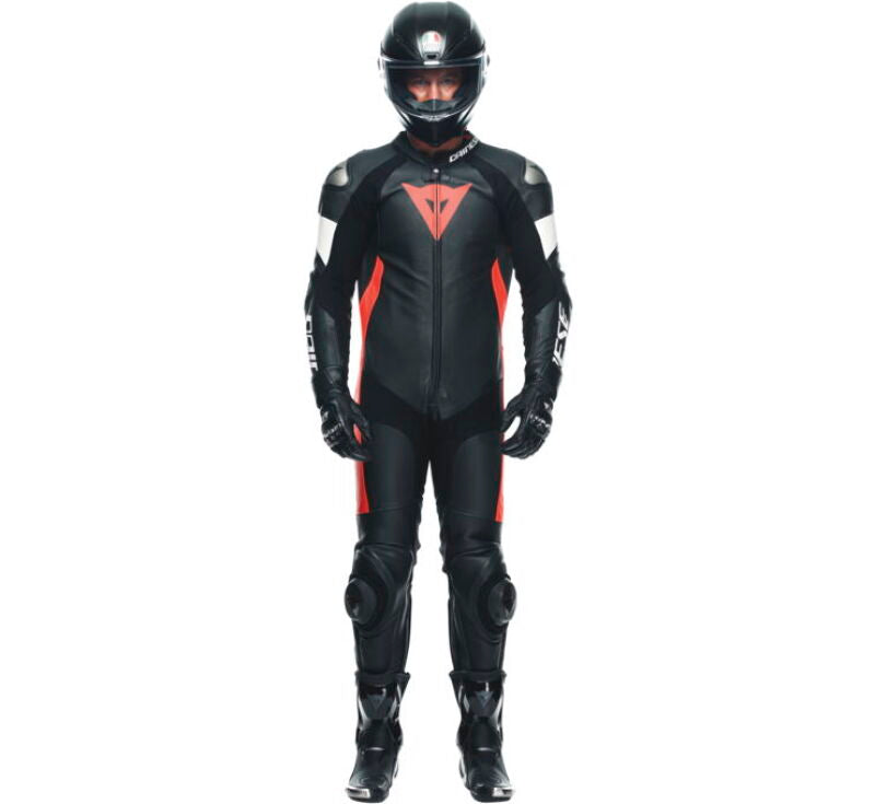 Dainese Tosa 1PC Leather Suit Perforated Black/Fluorescent Red/White Size - 50