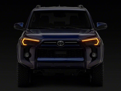 Raxiom 14-24 Toyota 4Runner CXR Series LED Headlights with Amber DRL- Black Housing- Clear Lens