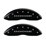 MGP Front set 2 Caliper Covers Engraved Front With out stripes/Dodge Black finish silver ch