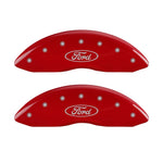 MGP Front set 2 Caliper Covers Engraved Front Oval logo/Ford Red finish silver ch