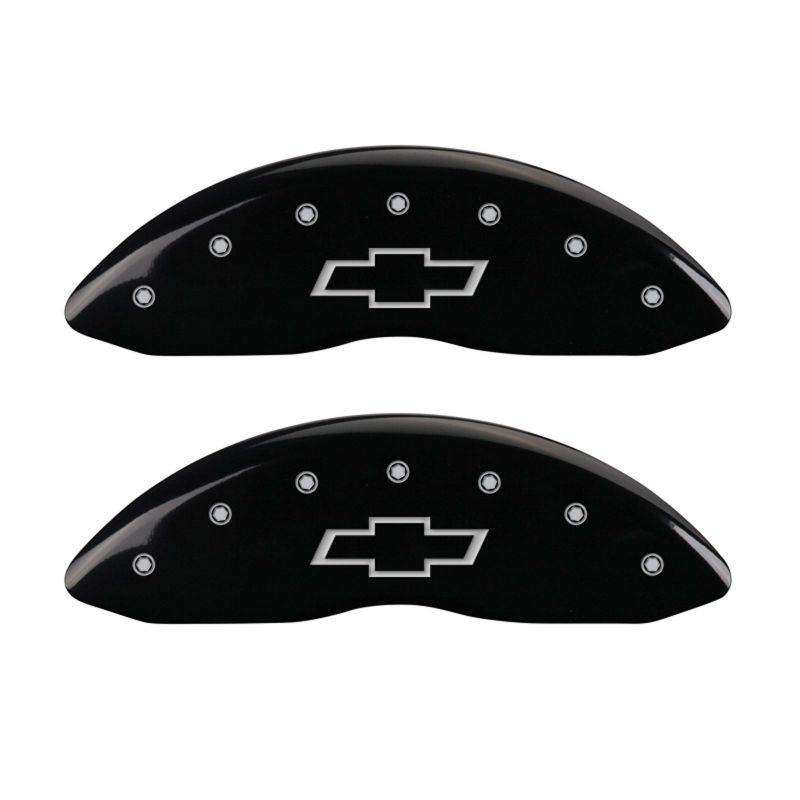 MGP 4 Caliper Covers Engraved F & R Bowtie Black Finish Silver Char 2014 Chevrolet Express 2500