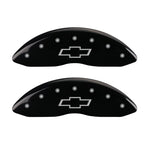 MGP 4 Caliper Covers Engraved F & R Bowtie Black Finish Silver Char 2014 Chevrolet Express 2500