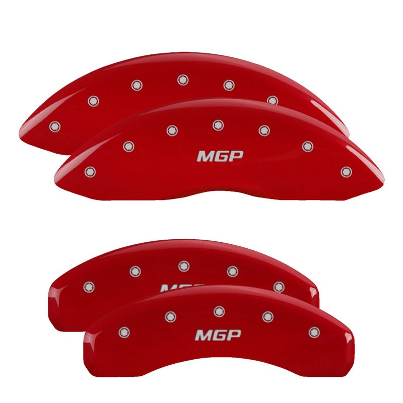 MGP 4 Caliper Covers Engraved Front & Rear MGP Red Finish Silver Characters 2016 Cadillac CTS