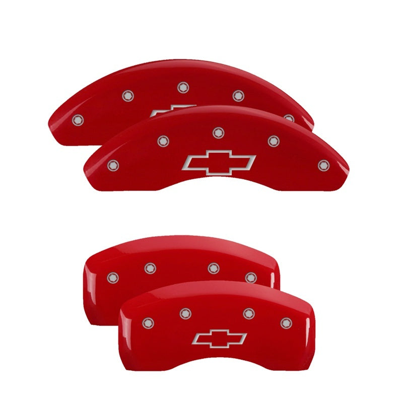 MGP 4 Caliper Covers Engraved Front & Rear MGP Red Finish Silver Char 2019 Chevrolet Equinox