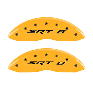 MGP 4 Caliper Covers Engraved Front & Rear SRT8 Yellow finish black ch