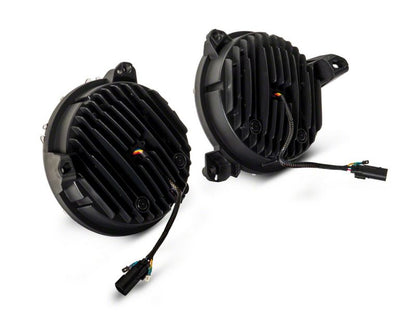 Raxiom 18-23 Jeep Wrangler JL Axial Series 9-In Angel Eye LED Headlights- Black Housing (Clear Lens)