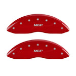 MGP 4 Caliper Covers Engraved Front & Rear MGP Red Finish Silver Char 2014 Chevrolet Express 2500