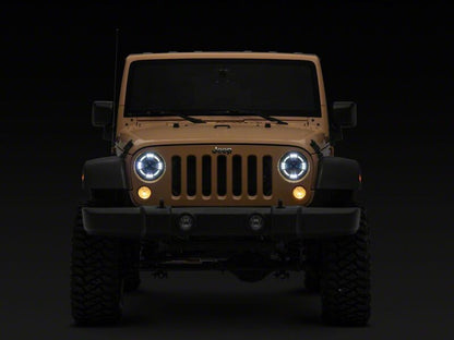 Raxiom 07-18 Jeep Wrangler JK Axial Series Quatro LED Headlights- Black Housing- Clear Lens