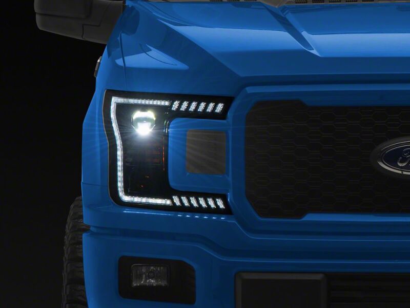 Raxiom 18-20 Ford F-150 LED Halo Surround Headlights with White DRL- Black Housing- Clear Lens
