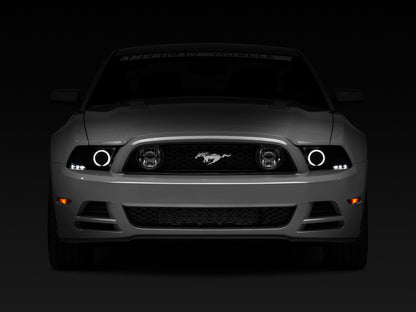 Raxiom 13-14 Ford Mustang w/ Factory HIDLED Halo Projector Headlights- Black Housing (Smoked Lens)
