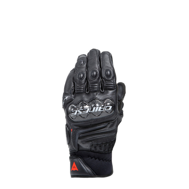 Dainese Carbon 4 Short Leather Gloves Black/Fluorescent Red - Small