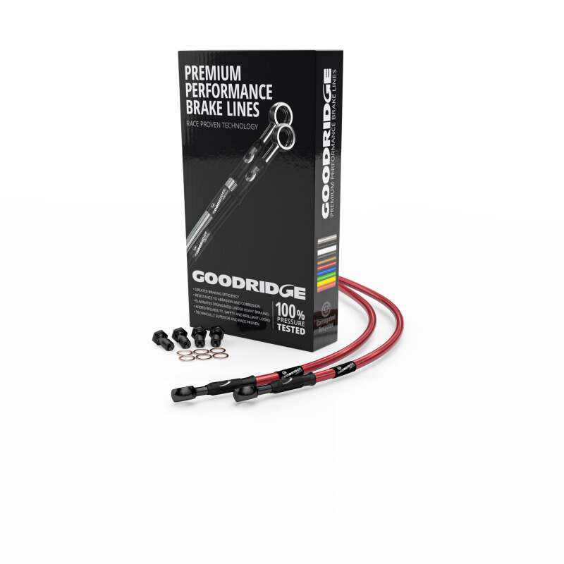 Goodridge 86-90 Yamaha XT600 Tenere Red Front SS Brake Lines w/Black Fittings