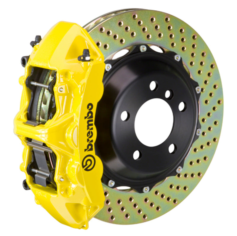 Brembo 04-10 5-Series (Excl. xDrive/M5) Front GT BBK 6 Piston Cast 380x32 2pc Rotor Drilled- Yellow