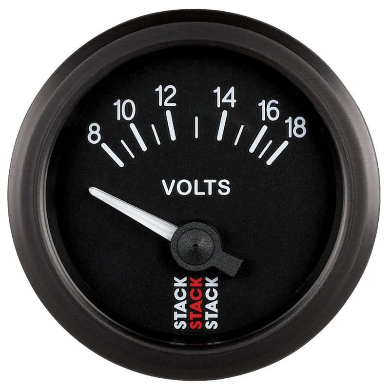 Autometer Stack Instruments 52mm 8-18V Electric Battery Voltage Gauge - Black