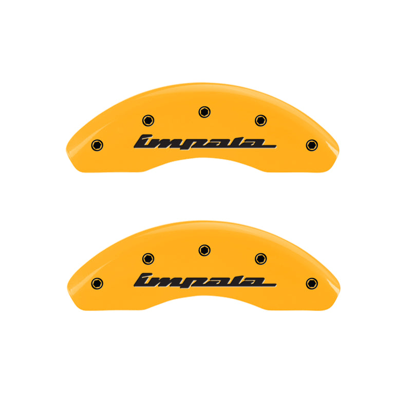 MGP 4 Caliper Covers Engraved Front & Rear Impala Yellow finish black ch