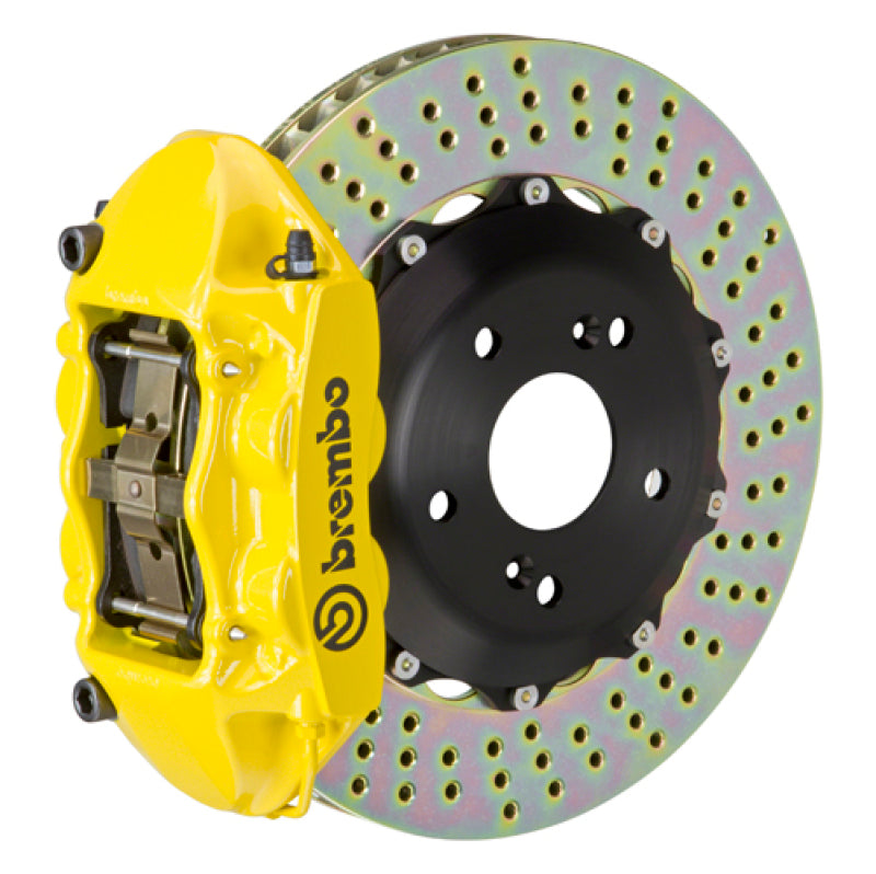 Brembo 99-05 S2000 Rear GT BBK 4 Piston Cast 328x28 2pc Rotor Drilled- Yellow