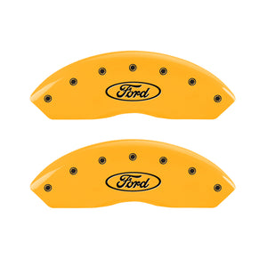 MGP 4 Caliper Covers Engraved Front & Rear Oval Logo/Ford Yellow Finish Black Char 2001 Ford F-150