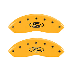 MGP 4 Caliper Covers Engraved F & R Oval Logo/Ford Yellow Finish Black Char 2002 Ford Explorer Sport