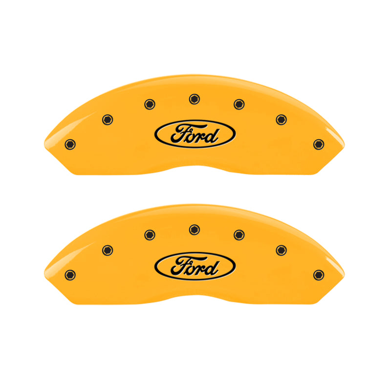 MGP 4 Caliper Covers Engraved Front & Rear Oval Logo/Ford Yellow Finish Black Char 2000 Ford F-150