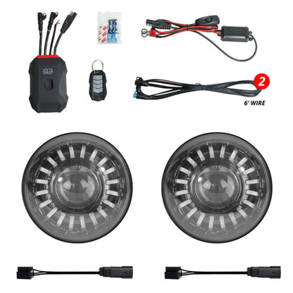 XK Glow 2019+ Jeep Wrangler JL/JT 7in Headlight XKmax RGBW Kit w/ Mnt Brkt App Cntrl 2pc
