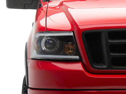 Raxiom 04-08 Ford F-150 Axial Series LED Proj Headlights/Seq LED Bar- Black- Clear Lens
