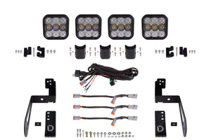 Diode Dynamics Jeep JK SS5 4-Pod CrossLink Grille Lightbar Kit Pro - White Combo