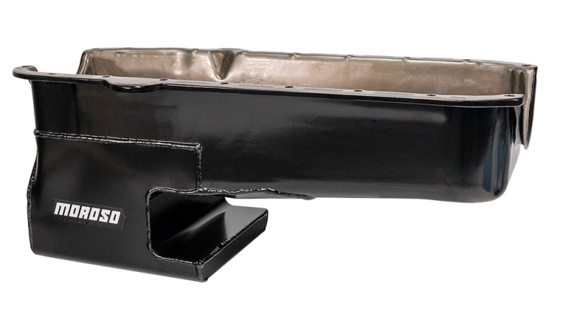Moroso Pre-80 Chevrolet Small Block (w/Driver Side Dipstick) Wet Sump 6qt 9in Steel Oil Pan - Black