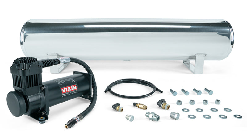 Air Lift 4 Gal. Polished Tank w/ Viair 444b Blk Compressor (Incl. Fittings & Mounting Hardware)