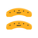 MGP 4 Caliper Covers Engraved Front & Rear MGP Yellow Finish Black Char 2003 Chevy Silverado 2500