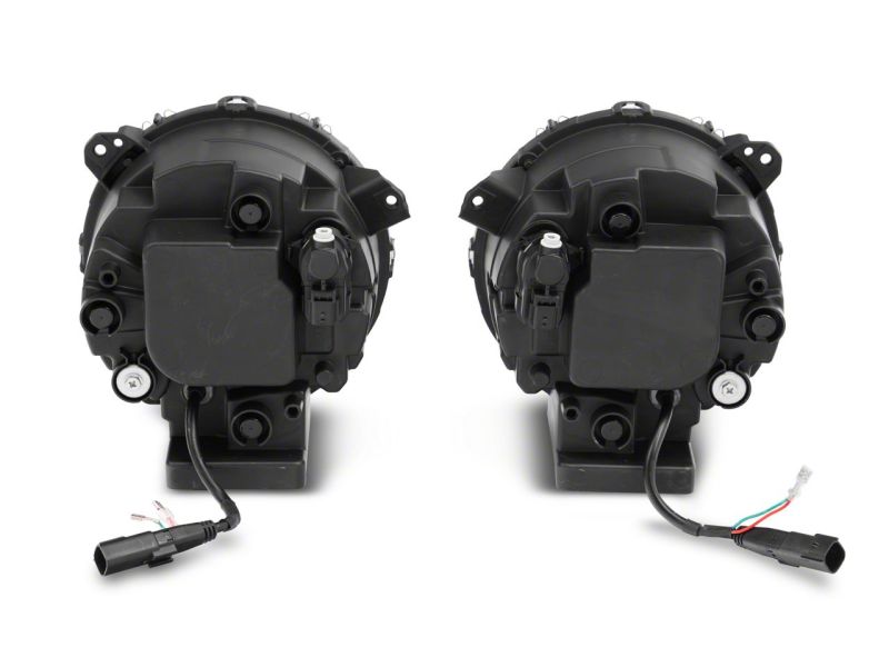 Raxiom 18-23 Jeep Wrangler JL Axial Series 9-In LED Angel Eye Headlights- Black Housing (Clear Lens)