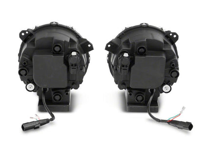 Raxiom 18-23 Jeep Wrangler JL Axial Series 9-In LED Angel Eye Headlights- Black Housing (Clear Lens)