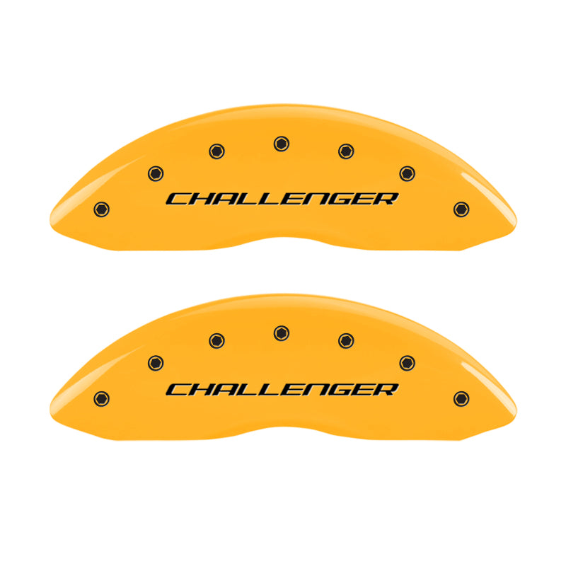 MGP 4 Caliper Covers Engraved Front & Rear Block/Challenger Yellow finish black ch