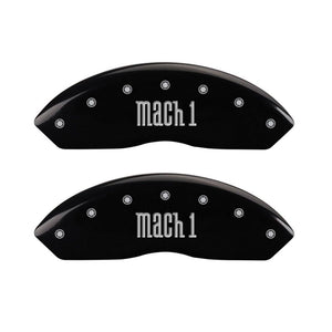 MGP 4 Caliper Covers Engraved Front & Rear Mach 1 Black finish silver ch