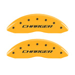 MGP 4 Caliper Covers Engraved Front Charger Engraved Rear RT Yellow finish black ch