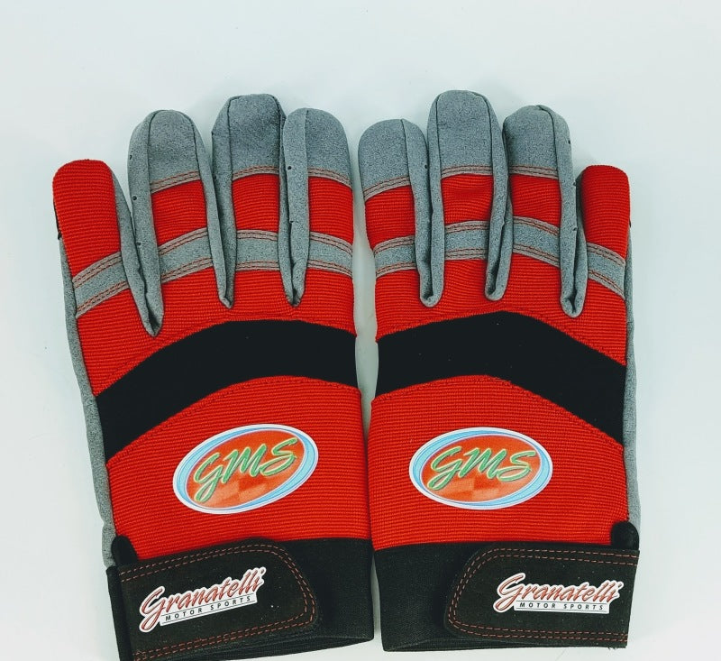 Granatelli Large Mechanics Work Gloves - Red/Gray/Black