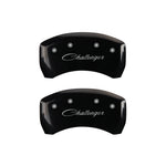 MGP 4 Caliper Covers Engraved Front & Rear Cursive/Challenger Black finish silver ch