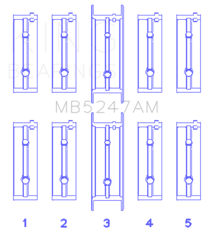 King Engine Bearings Chevrolet L4 2.2L Ecotec AM-Series Main Bearings (Set of 5)