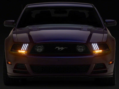 Raxiom 13-14 Ford Mustang LED Projector Headlights SEQL Turn Signals- Black Housing (Clear Lens)