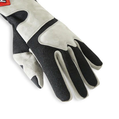 RaceQuip SFI-5 Gray/Black Medium Long Angle Cut Glove